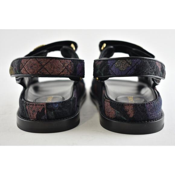 Chanel 21A Black Denim Graffiti CC Logo Mule Slide Strap Flat Dad Sandal 35.5 - Picture 11 of 11